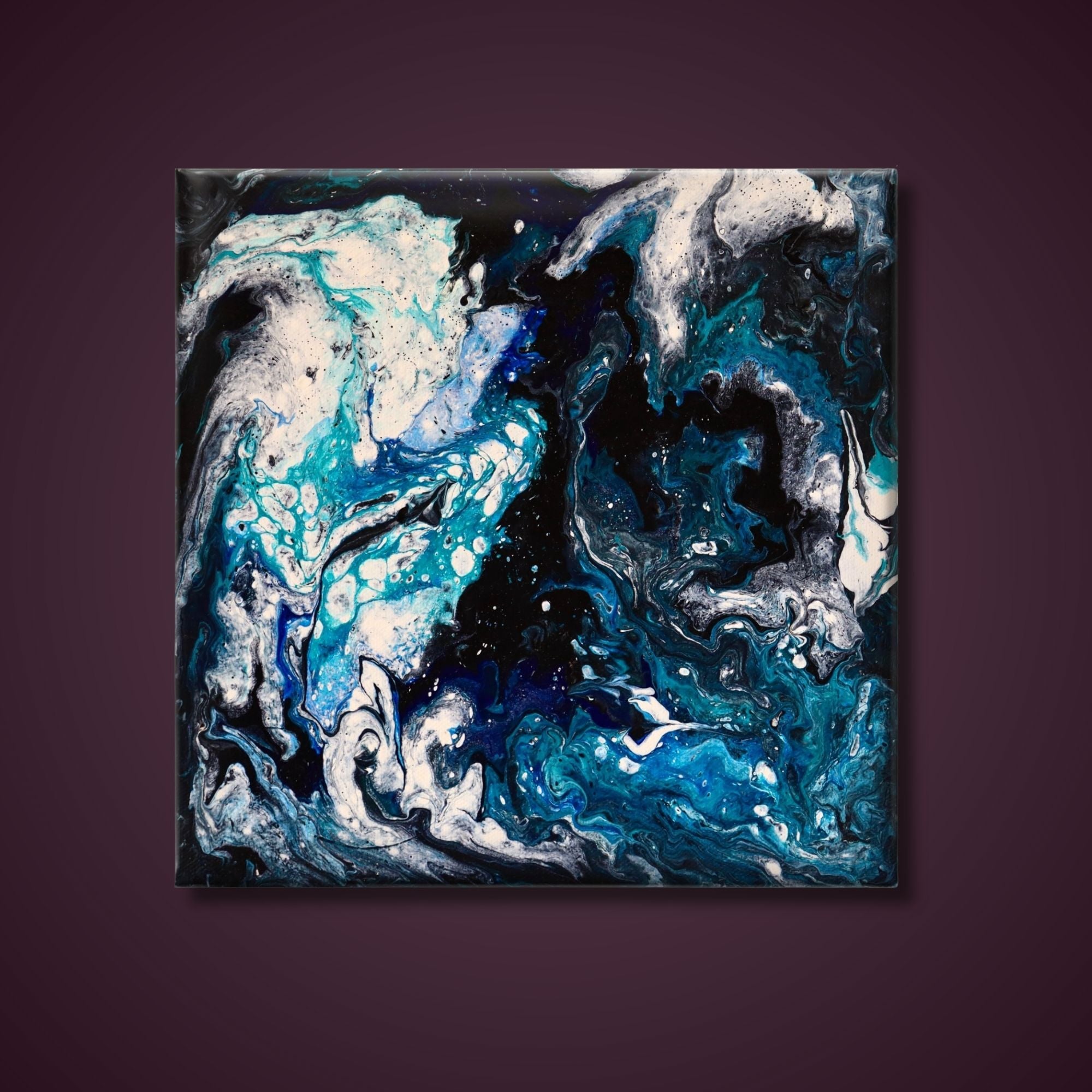 現代アート　アン・マレット　直筆サイン『WATER』キャンヴァスに油彩1025B Abstract-Water-2025-Website-