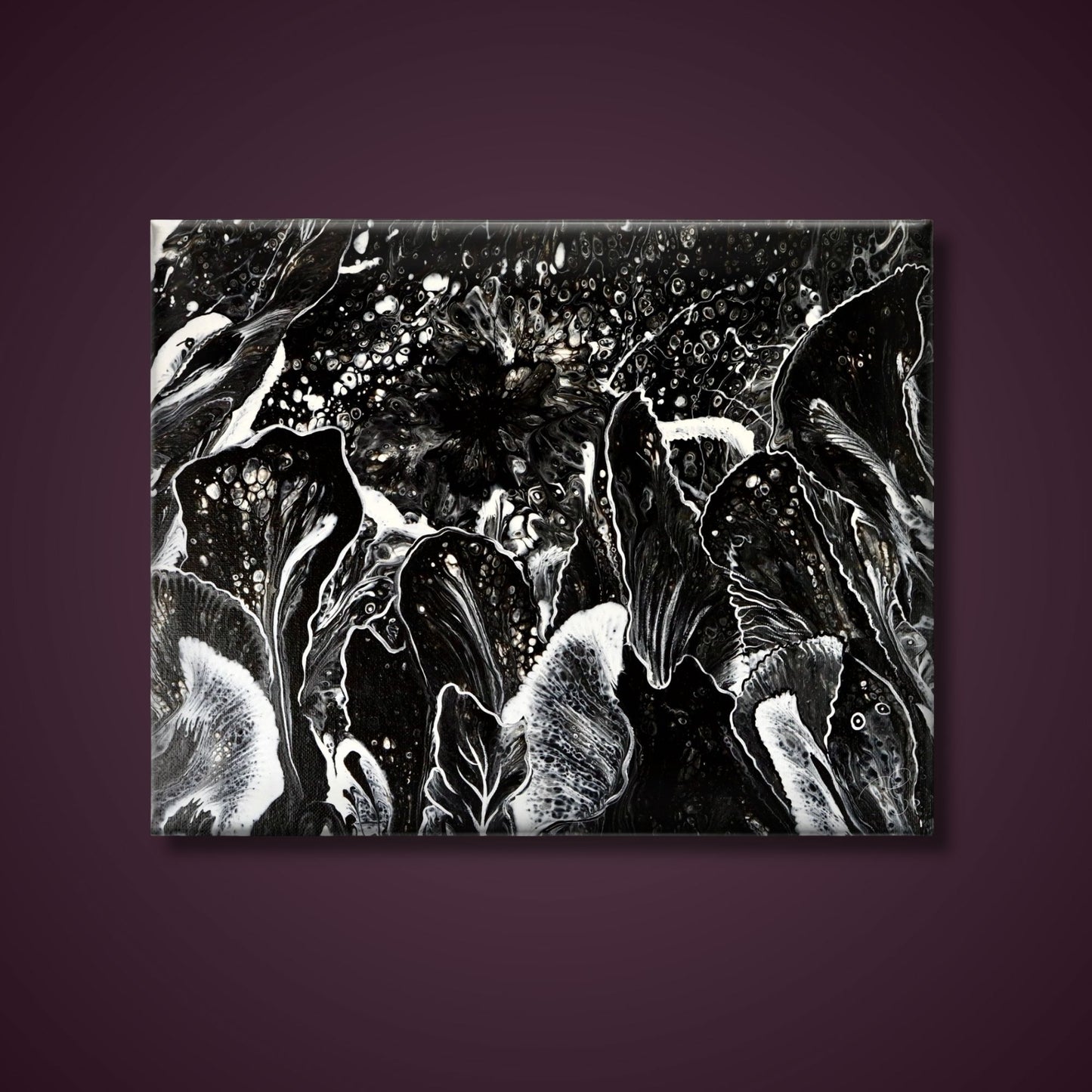 Floral Within the Black and White | Original Canvas Painting