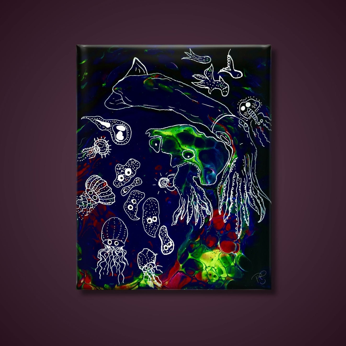 Orb of Sea Creatures | Original Canvas Painting
