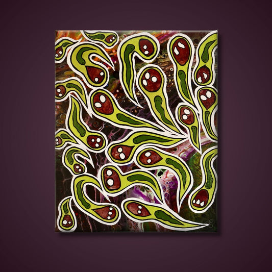 Tadpoles Vs Whatever This Is Turning Into | Original Canvas Painting